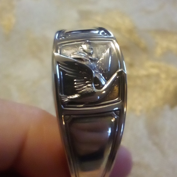 Tiffany Sterling baby spoon & Fork Mother Goose vtg with flannel pouch & bag - Picture 7 of 8